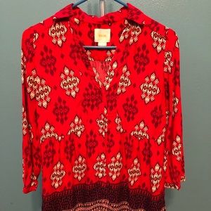 Maeve Anthropologie Woodland Walk Ikat Shirt SZ 4